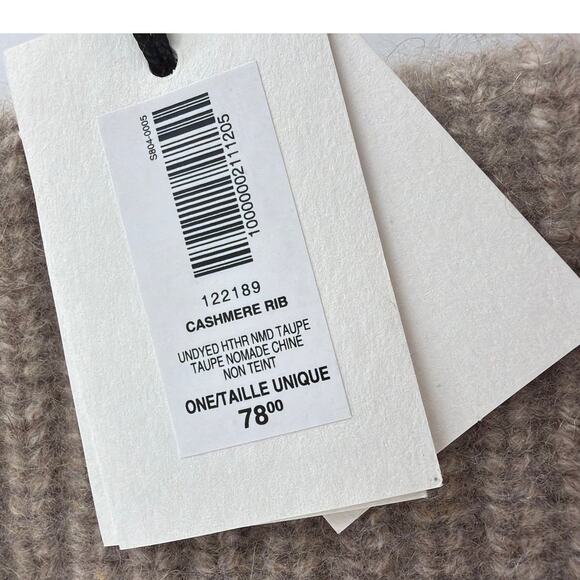 Aritzia Heather Nomad Taupe Ribbed Cuff 100% Cashmere Crowned Beanie One Size main image 5